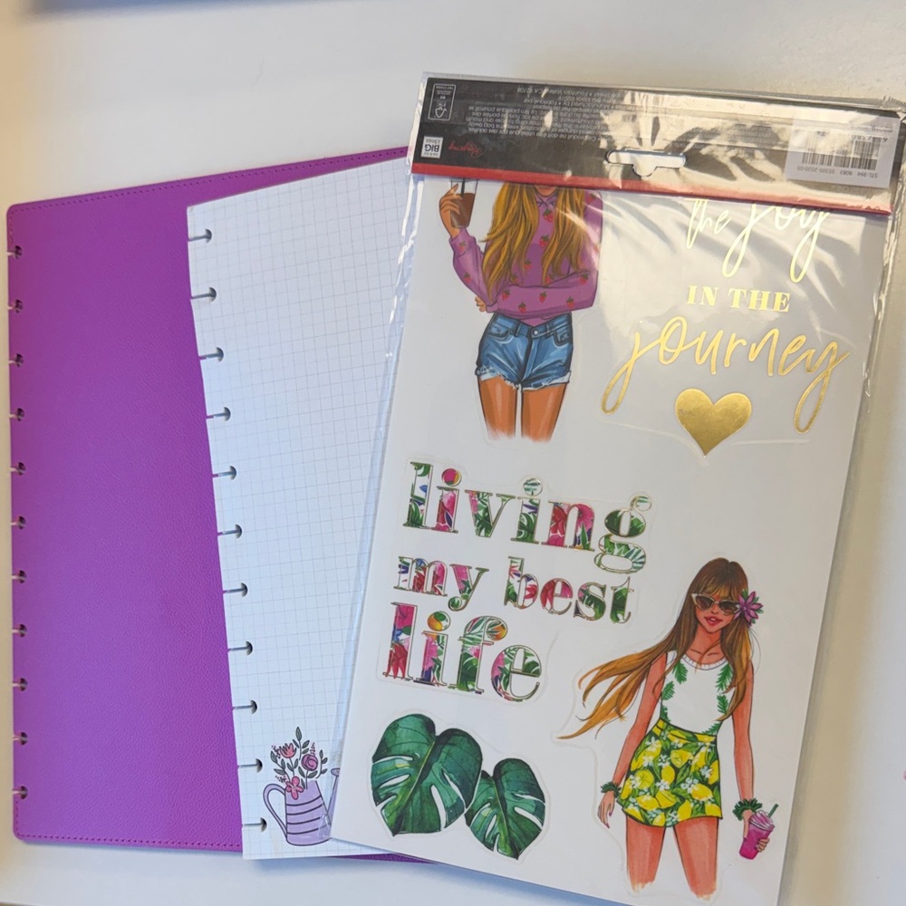 Happy Planner Cover Stickers and Note Paper Bundle teacher granny cottagecore